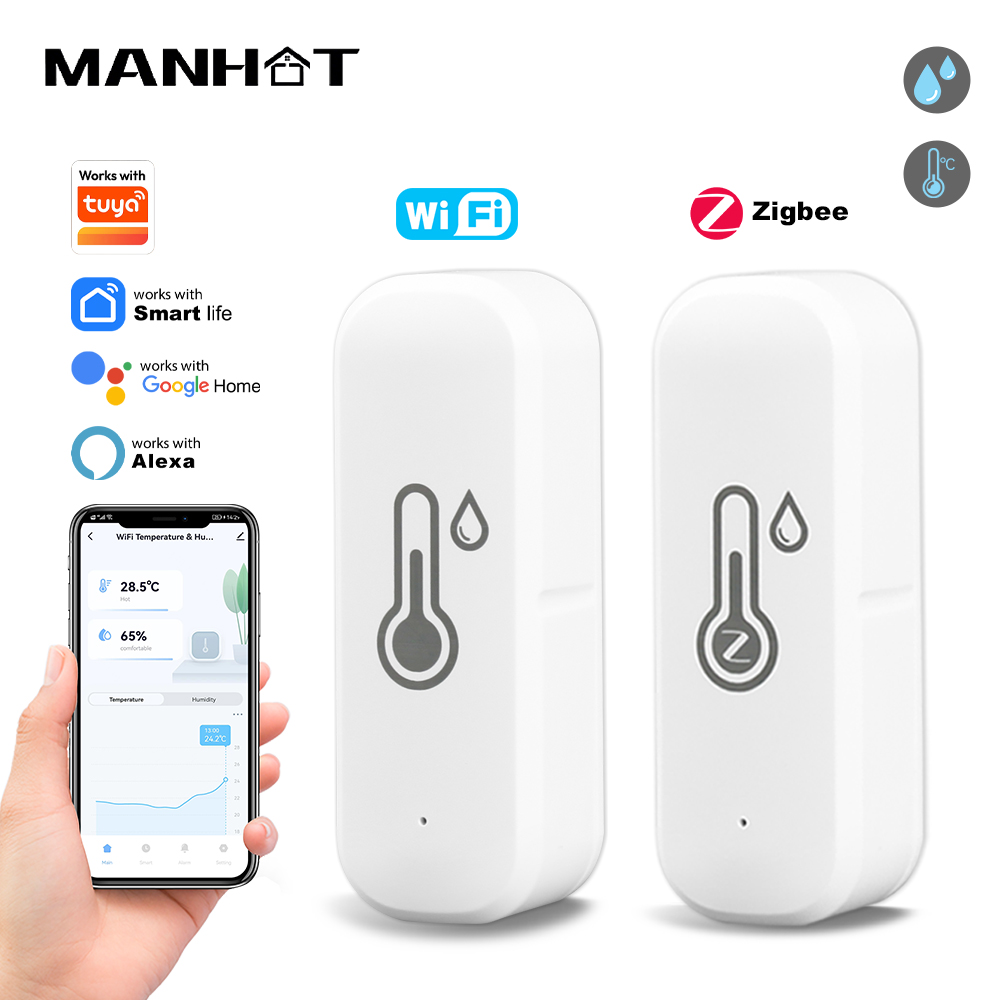Home Security Battery - MANHOT Zigbee/Wifi Akıllı Sıcaklık ve Nem
