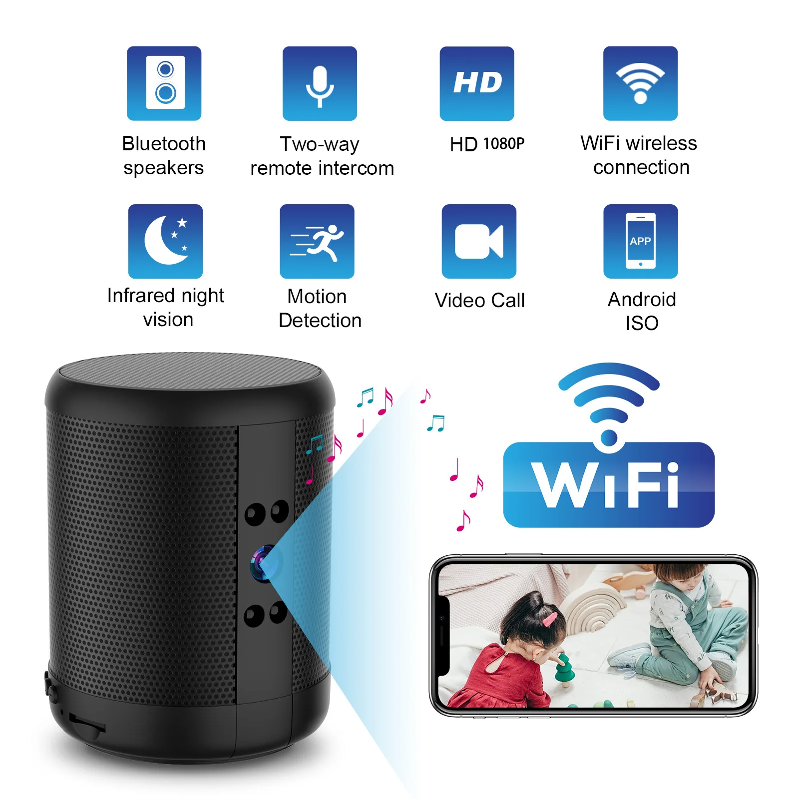 Home Security Robot - WiFi Güvenlik Kamerası Hoparlörlü Video Kaydedici