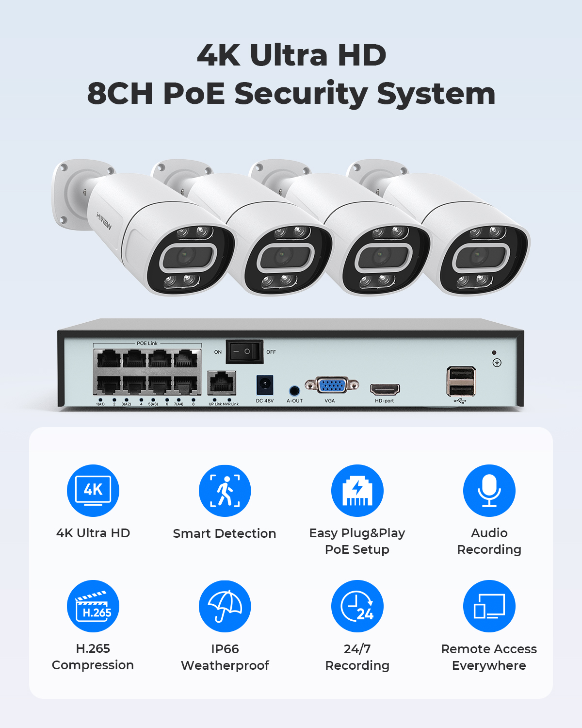 H.View 4K 5Mp 8Mp Poe CCTV Güv - Home Security Deals incelemesi ve fiyatı