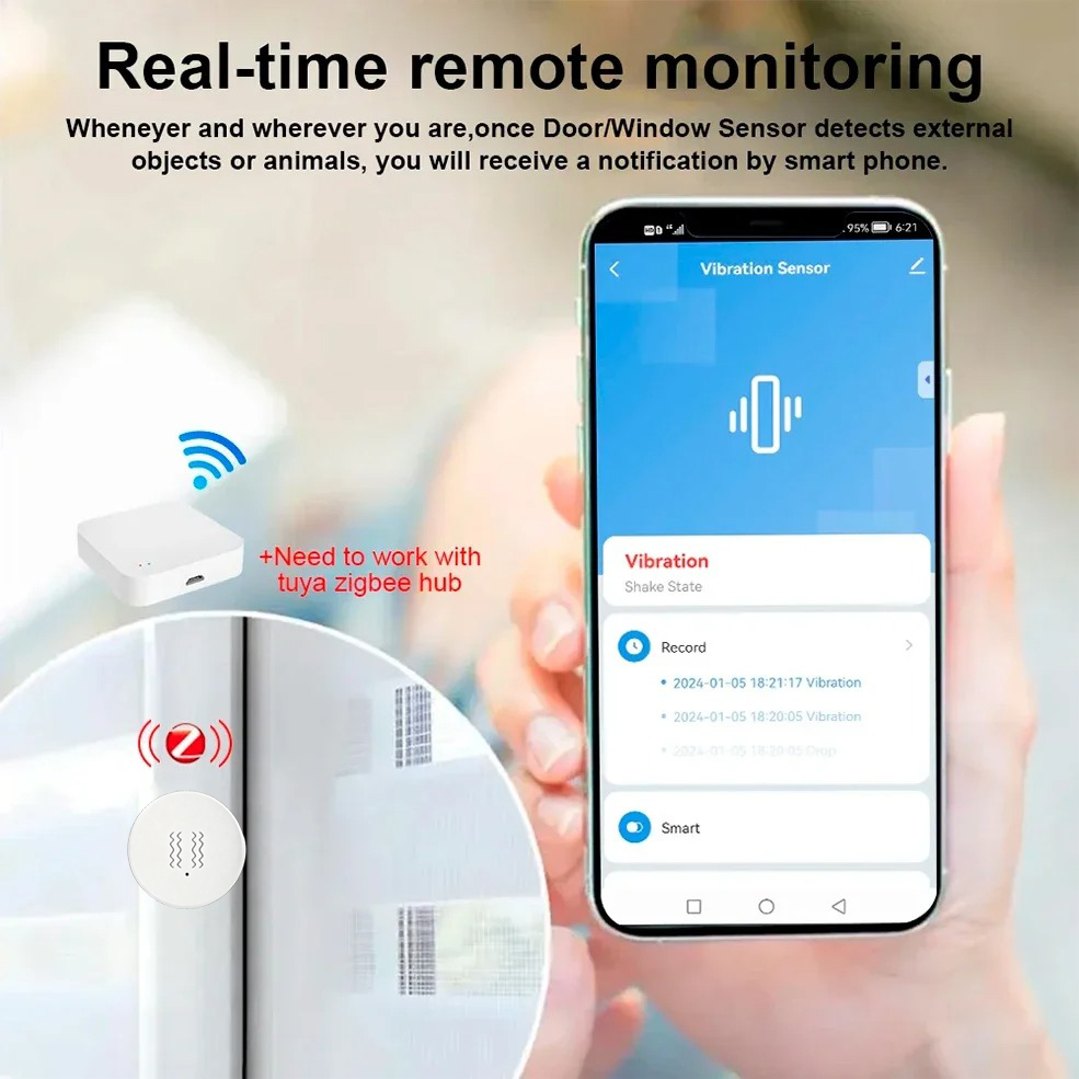 Tuya Zigbee Akıllı Titreşim Se - Home Security Alarm incelemesi ve fiyatı