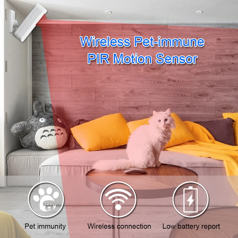 Beyaz kablosuz 433MHz kızılöte - Pet Immune Pir Sensor incelemesi ve fiyatı